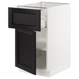 SEKTION / MAXIMERA Base cabinet with drawer/door, white/Lerhyttan black stained, 18x24x30 "