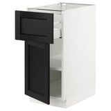 SEKTION / MAXIMERA Base cabinet with drawer/door, white/Lerhyttan black stained, 15x24x30 "