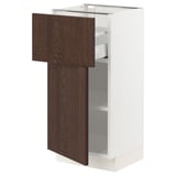 SEKTION / MAXIMERA Base cabinet with drawer/door, white/Sinarp brown, 15x15x30 "
