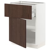SEKTION / MAXIMERA Base cabinet with drawer/door, white/Sinarp brown, 24x15x30 "