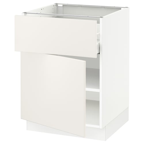 White SEKTION kitchen cabinet, modern design, adjustable shelves, sleek finish.