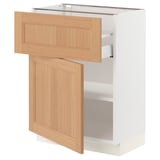 SEKTION / MAXIMERA Base cabinet with drawer/door, white/Vedhamn oak, 24x15x30 "