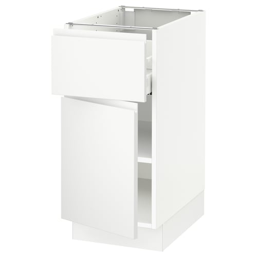 White kitchen cabinet with adjustable shelves, smooth-closing door, modern design, minimalist.