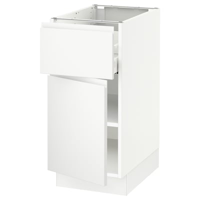 SEKTION / MAXIMERA Base cabinet with drawer/door, white/Voxtorp matt white, 15x24x30 "