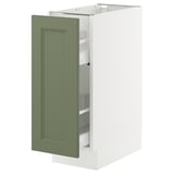 SEKTION / MAXIMERA Base cabinet with pull-out storage, white/Axstad gray-green, 12x24x30 "