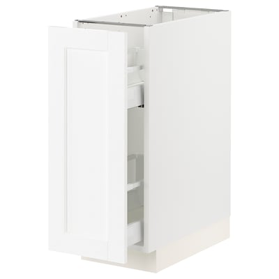 SEKTION / MAXIMERA Base cabinet with pull-out storage, white Enköping/white wood effect, 12x24x30 "