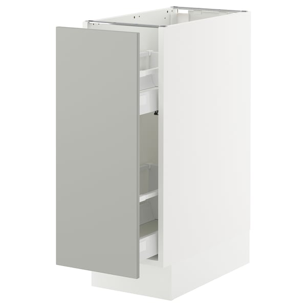 SEKTION / MAXIMERA Base cabinet with pull-out storage, white/Havstorp light gray, 12x24x30 "
