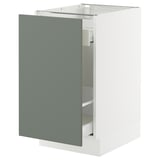SEKTION / MAXIMERA Base cabinet with pull-out storage, white/Nickebo matt grey-green, 18x24x30 "