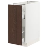 SEKTION / MAXIMERA Base cabinet with pull-out storage, white/Sinarp brown, 12x24x30 "
