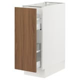 SEKTION / MAXIMERA Base cabinet with pull-out storage, white/Tistorp brown walnut effect, 12x24x30 "