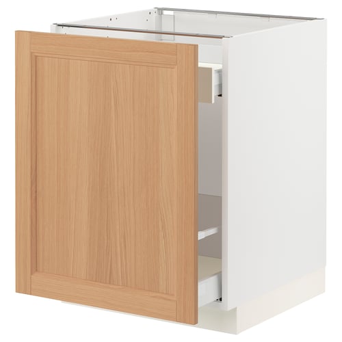SEKTION kitchen cabinet, white & oak, rectangular, modern design.