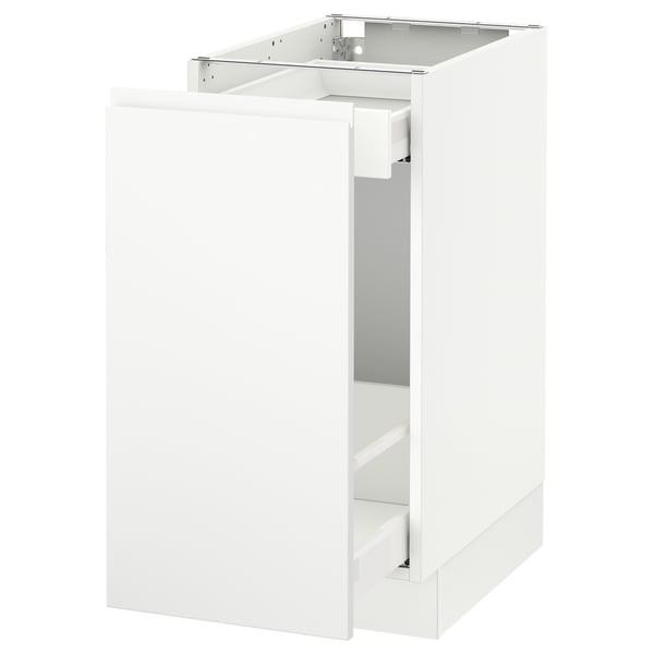 SEKTION white kitchen cabinet, modern minimalist design, square shape, glossy finish.