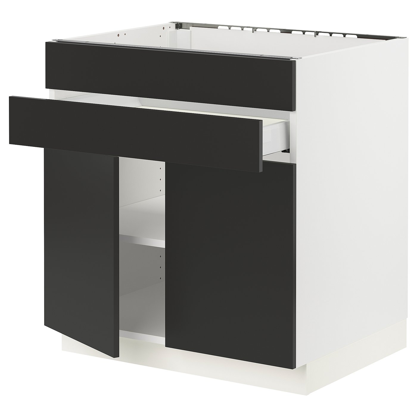 SEKTION / MAXIMERA, Base cb f cktp/2 drs/2 frnt/1 drwr, white/Nickebo matt anthracite