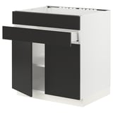 SEKTION / MAXIMERA Base cb f cktp/2 drs/2 frnt/1 drwr, white/Nickebo matt anthracite, 30x24x30 "
