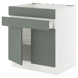 SEKTION / MAXIMERA Base cb f cktp/2 drs/2 frnt/1 drwr, white/Nickebo matt grey-green, 30x24x30 "