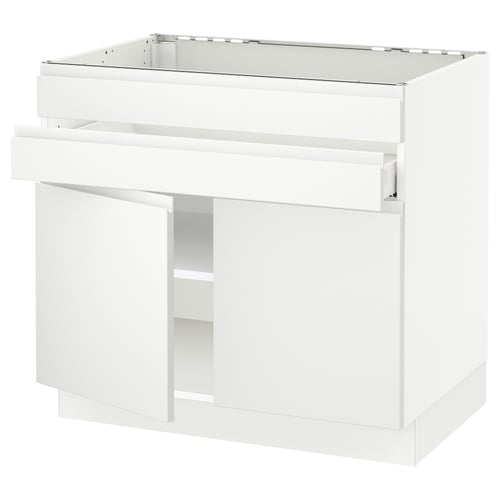 SEKTION white kitchen cabinet, sleek and modern, with adjustable shelves and a minimalist design.