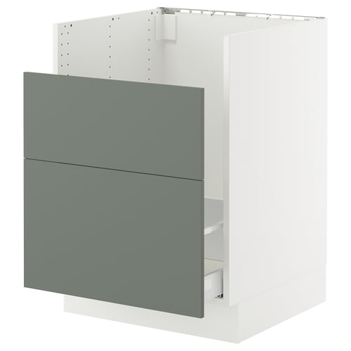 SEKTION kitchen unit in greenish-grey and white with modern design and smooth-running drawer.