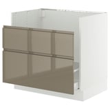 SEKTION / MAXIMERA Base cb f HAVSEN snk/recyc/2 fr, white/Voxtorp high-gloss dark grey-brown, 36x24x30 "