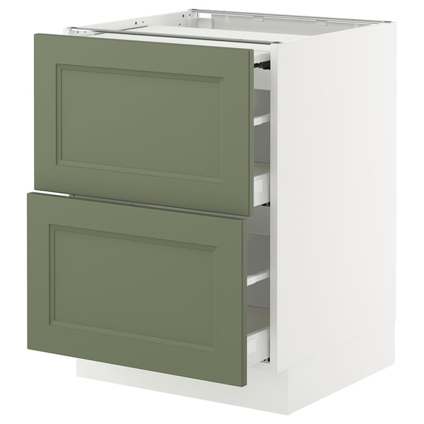 SEKTION / MAXIMERA Bc w pull-out work surface/2drw, white/Axstad gray-green, 24x24x30 "
