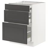 SEKTION / MAXIMERA Bc w pull-out work surface/2drw, white/Bodbyn gray, 24x24x30 "