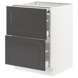 SEKTION / MAXIMERA Bc w pull-out work surface/2drw, white/Bodbyn gray, 24x24x30 "