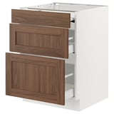SEKTION / MAXIMERA Bc w pull-out work surface/2drw, white Enköping/brown walnut effect, 24x24x30 "