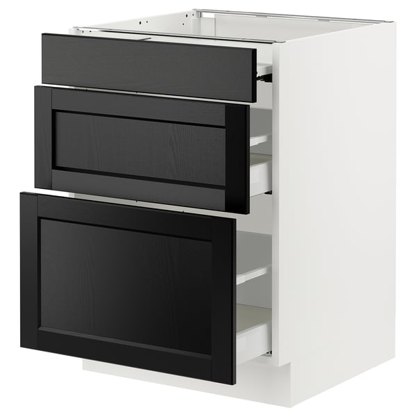 SEKTION / MAXIMERA Bc w pull-out work surface/2drw, white/Lerhyttan black stained, 24x24x30 "