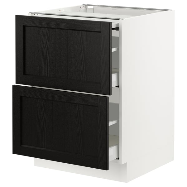SEKTION / MAXIMERA Bc w pull-out work surface/2drw, white/Lerhyttan black stained, 24x24x30 "