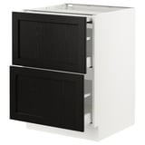 SEKTION / MAXIMERA Bc w pull-out work surface/2drw, white/Lerhyttan black stained, 24x24x30 "