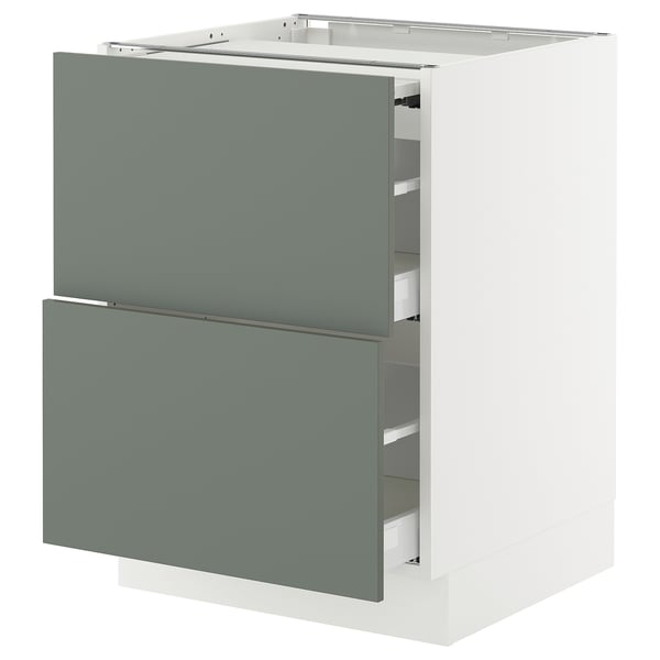 SEKTION / MAXIMERA Bc w pull-out work surface/2drw, white/Nickebo matt grey-green, 24x24x30 "