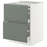 SEKTION / MAXIMERA Bc w pull-out work surface/2drw, white/Nickebo matt grey-green, 24x24x30 "