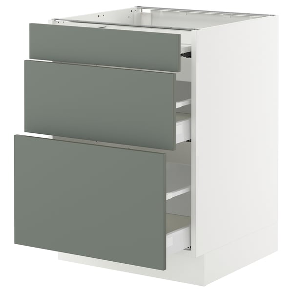 SEKTION / MAXIMERA Bc w pull-out work surface/2drw, white/Nickebo matt grey-green, 24x24x30 "