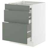 SEKTION / MAXIMERA Bc w pull-out work surface/2drw, white/Nickebo matt grey-green, 24x24x30 "