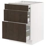 SEKTION / MAXIMERA Bc w pull-out work surface/2drw, white/Sinarp brown, 24x24x30 "