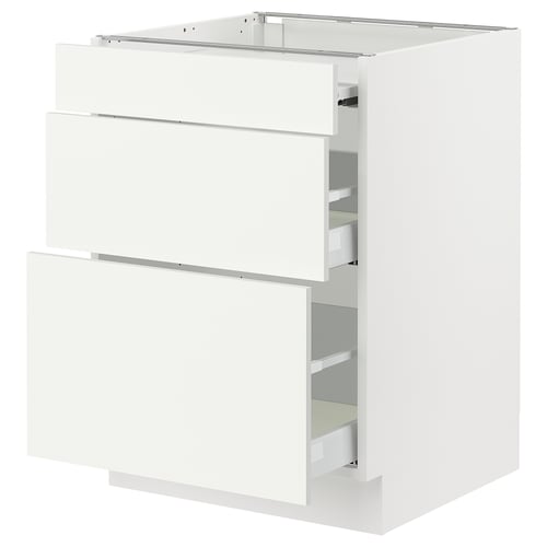 Ikea SEKTION white kitchen cabinet with 3 drawers.
