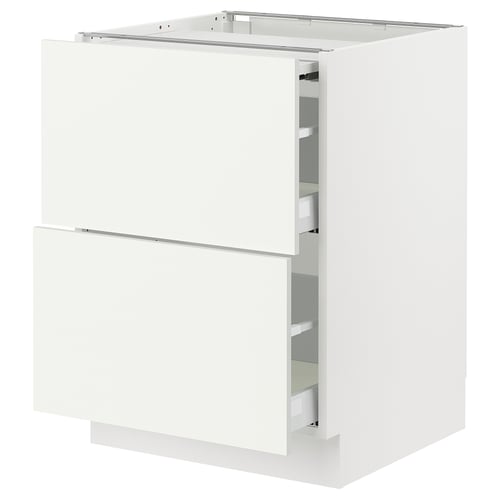 White SEKTION kitchen cabinet with two drawers, sleek modern design, durable particleboard construction.