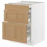SEKTION / MAXIMERA Bc w pull-out work surface/2drw, white/Vedhamn oak, 24x24x30 "