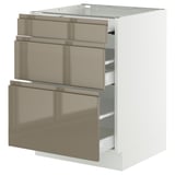 SEKTION / MAXIMERA Bc w pull-out work surface/2drw, white/Voxtorp high-gloss dark grey-brown, 24x24x30 "