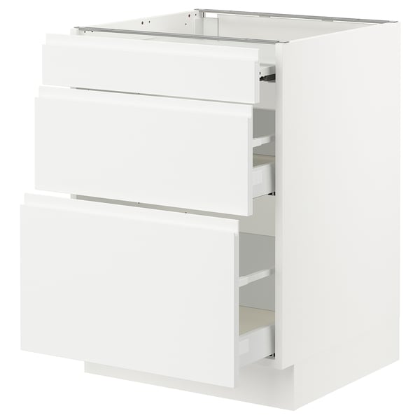 SEKTION / MAXIMERA Bc w pull-out work surface/2drw, white/Voxtorp matt white, 24x24x30 "