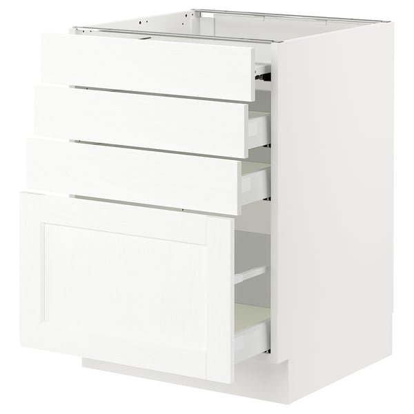 SEKTION / MAXIMERA Bc w pull-out work surface/3drw, white Enköping/white wood effect, 24x24x30 "