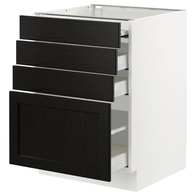 SEKTION / MAXIMERA Bc w pull-out work surface/3drw, white/Lerhyttan black stained, 24x24x30 "