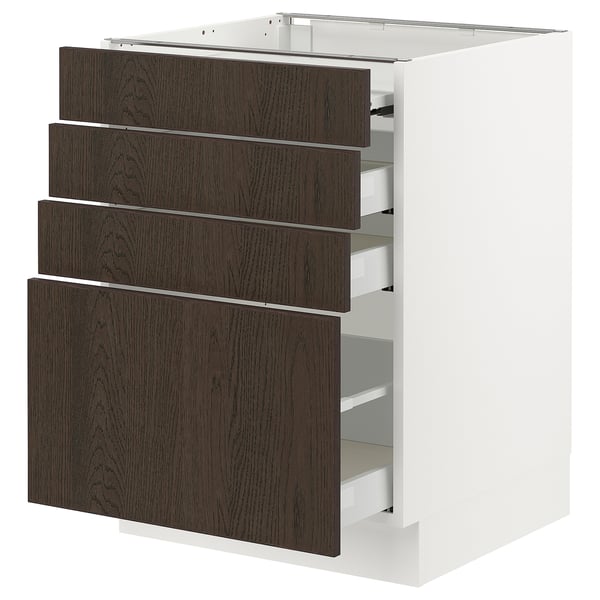 SEKTION / MAXIMERA Bc w pull-out work surface/3drw, white/Sinarp brown, 24x24x30 "