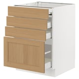 SEKTION / MAXIMERA Bc w pull-out work surface/3drw, white/Vedhamn oak, 24x24x30 "