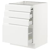 SEKTION / MAXIMERA Bc w pull-out work surface/3drw, white/Voxtorp matt white, 24x24x30 "