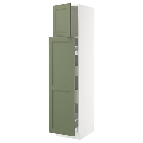 Ikea SEKTION kitchen cabinet: green, white, vertical, 2 doors, adjustable shelves.