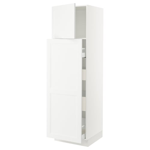White SEKTION cabinet with adjustable shelves and dampening door hinges.
