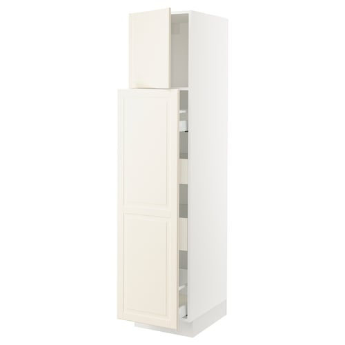 SEKTION off-white kitchen cabinet with adjustable shelves and slow-closing door.