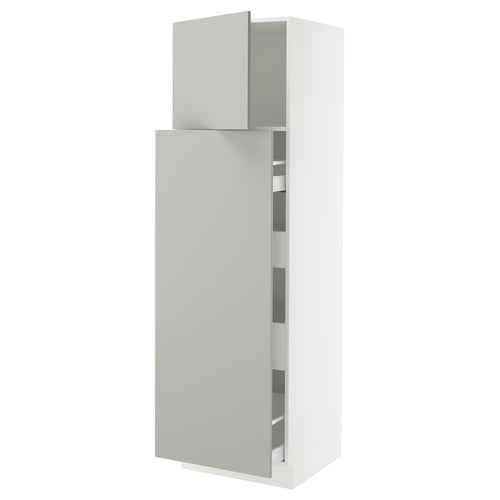Grey SEKTION kitchen cabinet with adjustable shelves and reversible door.