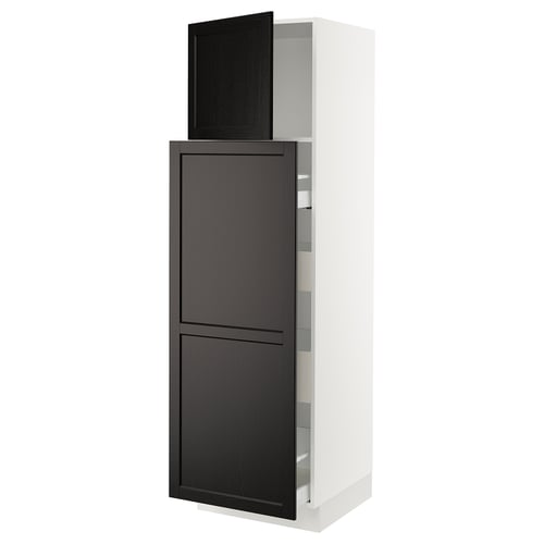 SEKTION kitchen unit: white & dark grey. Tall, narrow cabinet with two doors, adjustable shelves.