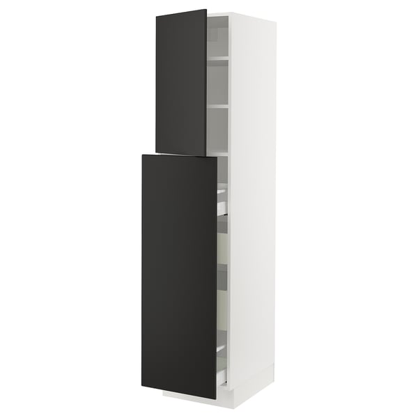 SEKTION / MAXIMERA Hc w p-o func 1dr/4drw, white/Nickebo matt anthracite, 18x24x80 "